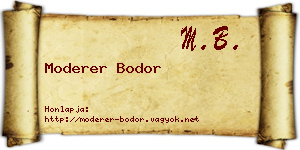 Moderer Bodor névjegykártya
